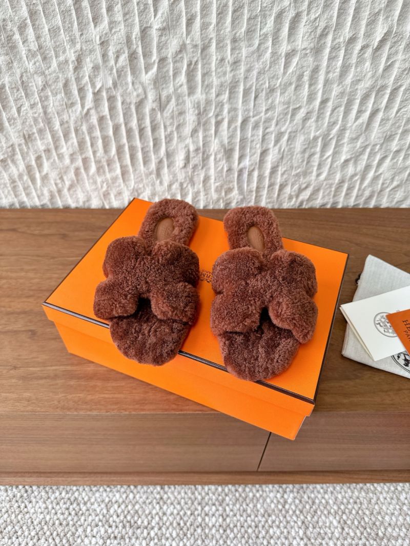 Hermes Oran Sandals in Shearling H212178Z Teddy Slides Coco