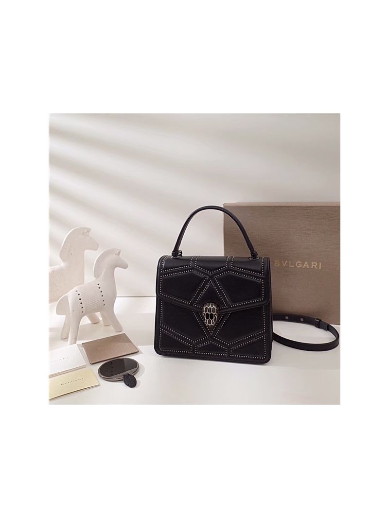 BVLGARI 'Serpenti Forever' Flap cover top handle bag 283171 black