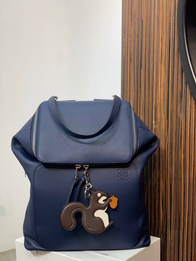 Loewe Goya Backpack in Soft Natural Calfskin 66009 Deep Blue