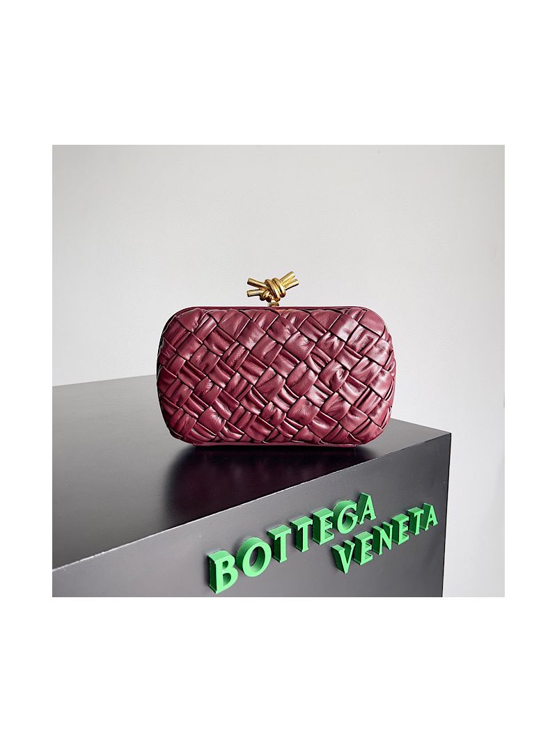 Bottega Veneta BV Knot Foulard intreccio leather minaudiere 717622 Bordeaux