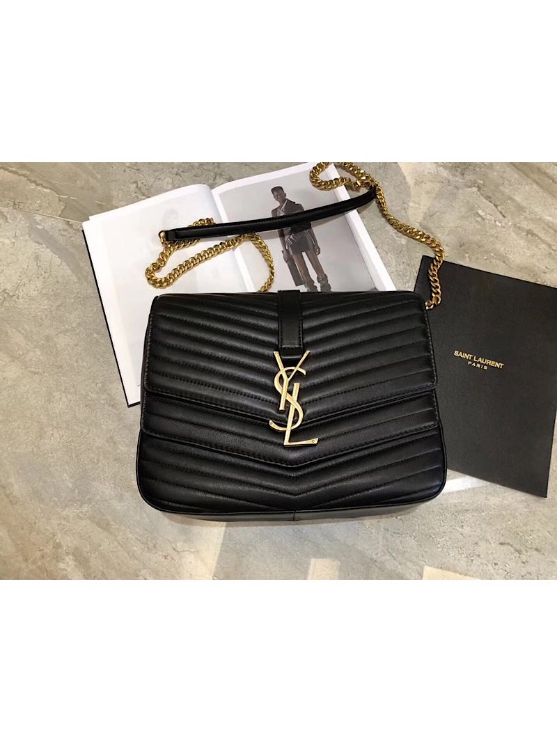 YSL Saint Laurent Sulpice Medium In Matelassé Leather Black