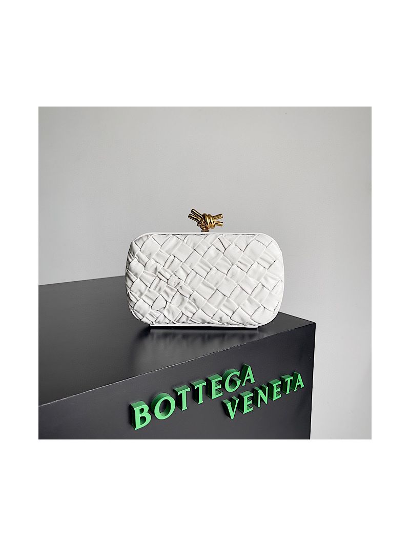 Bottega Veneta BV Knot Foulard intreccio leather minaudiere 717622 Bone