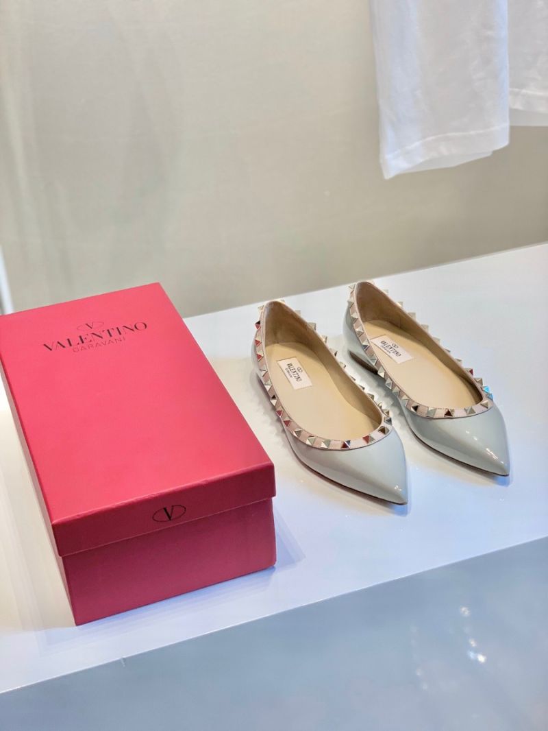 Valentino Garavani Patent Rockstud Ballet Flat Baby Blue