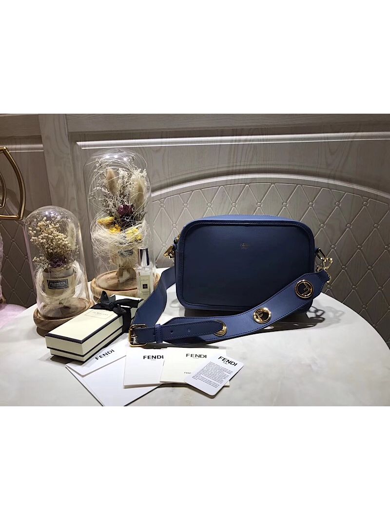 Fendi Camera Case Navy Blue Leather Bag 