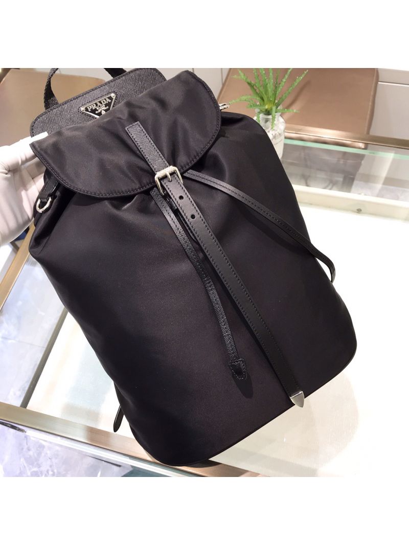 Prada Nylon and Saffiano leather backpack 1BZ064 Black 