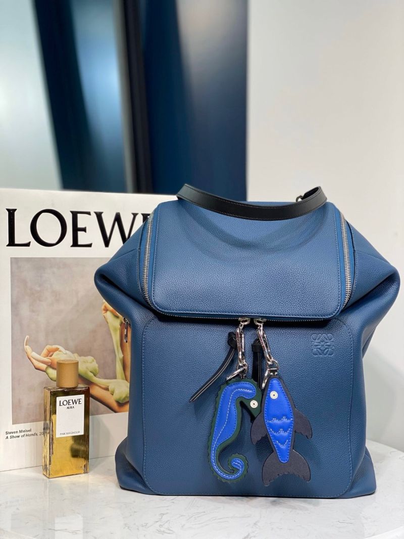 Loewe Goya Backpack in Grained Calfskin 66009 Indigo