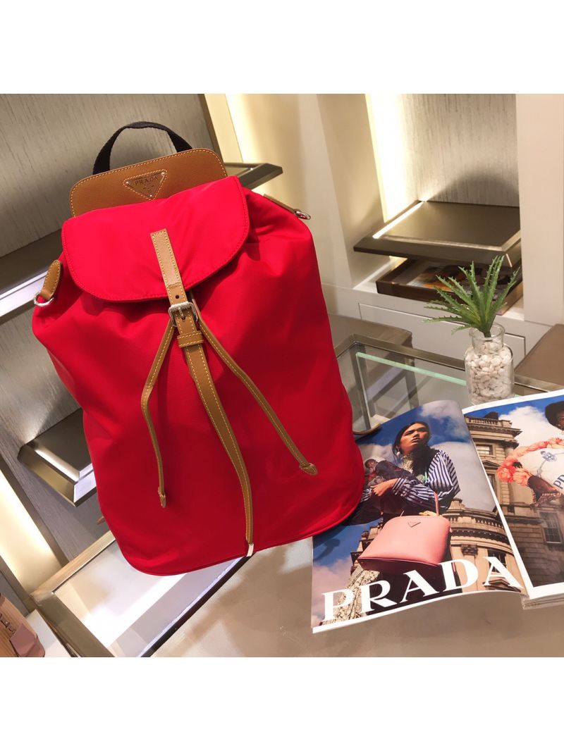 Prada Nylon and Saffiano leather backpack 1BZ064 Red
