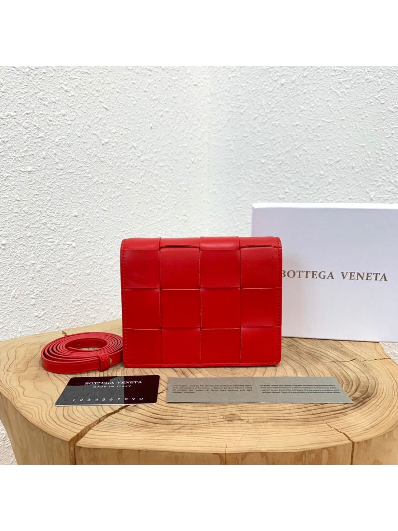 Bottega Veneta BV Mini Cassette Bag in Maxi Intreccio Bag 578003 Red