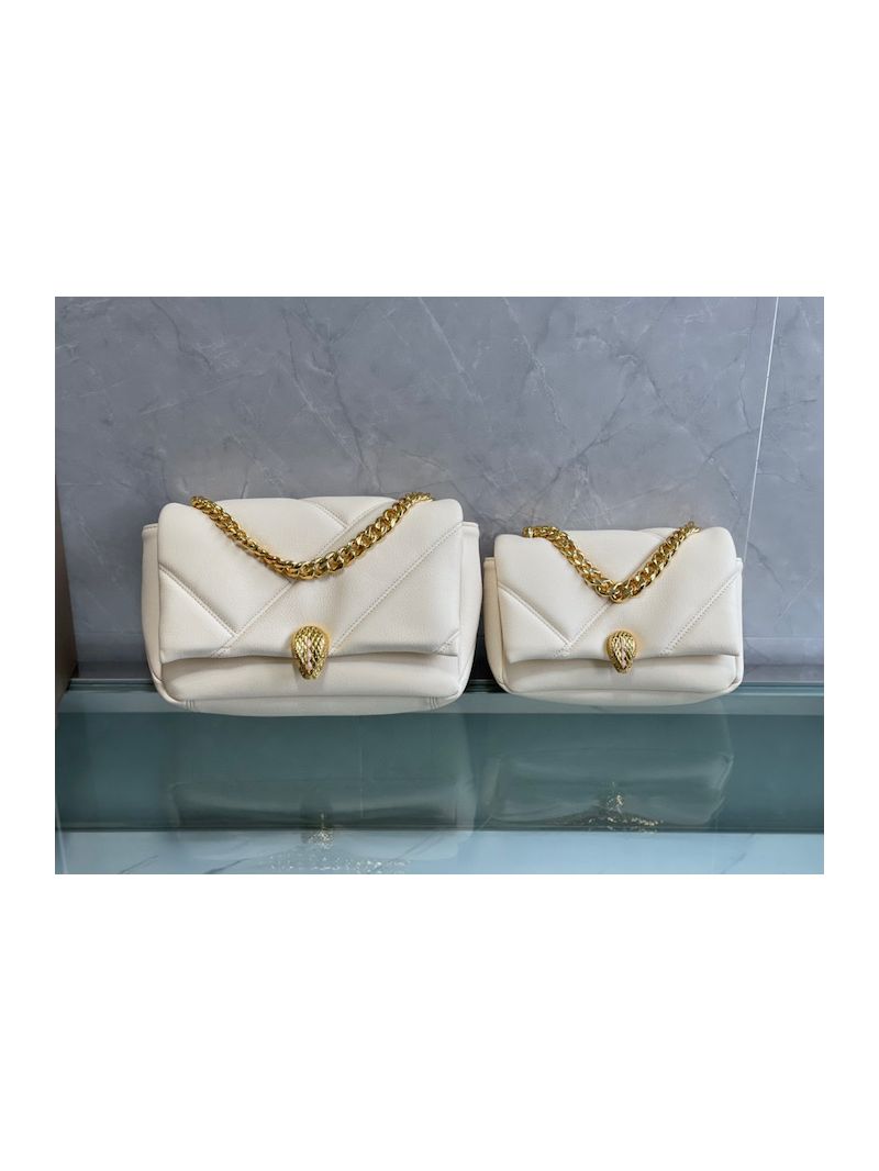 Bvlgari Mini / Small Serpenti Cabochon Crossbody Bag Geometric Maxi Matelasse Pattern 291490 291085 Ivory