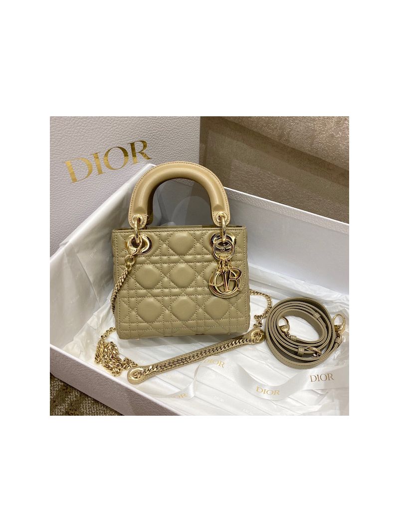 Dior Quilted Natural Lambskin Leather Mini Lady Dior Bag