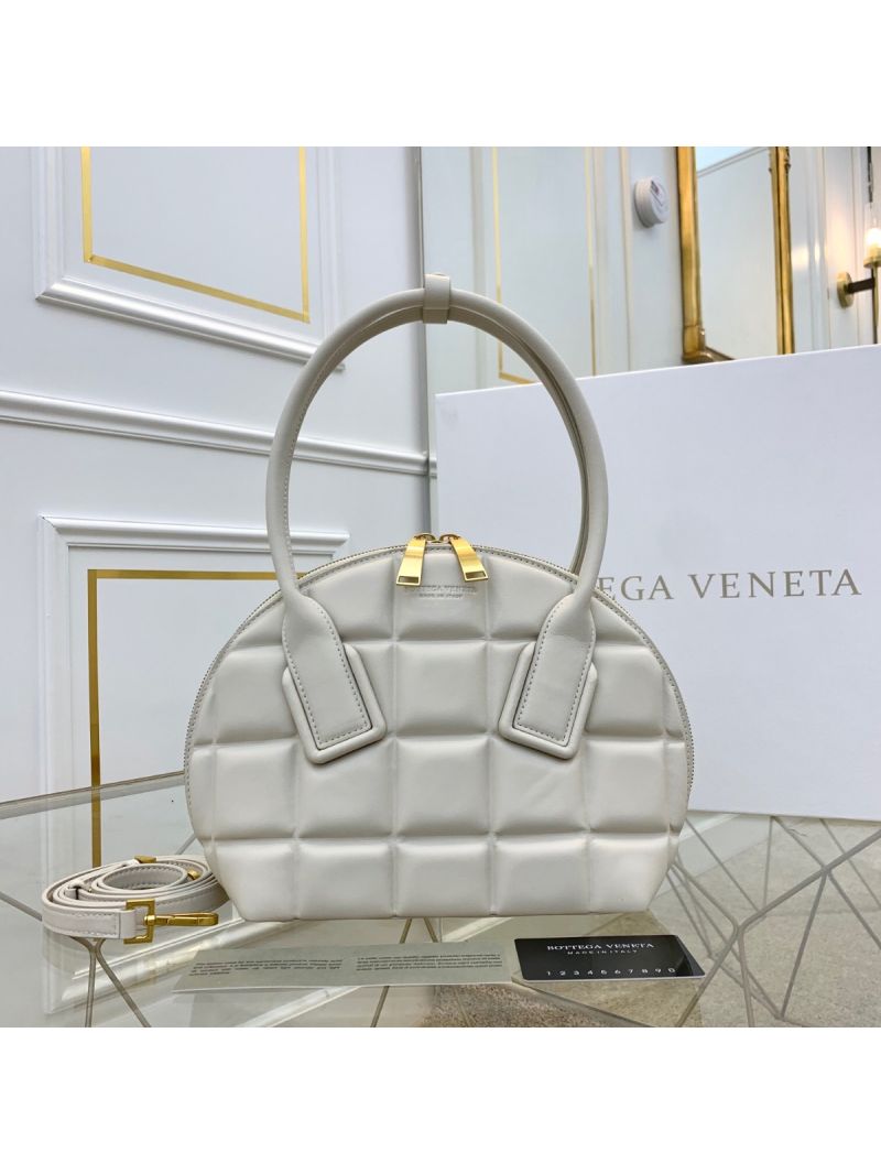 Bottega Veneta Small BV Swoop in Paper Calf Bowler Bag 592858 White