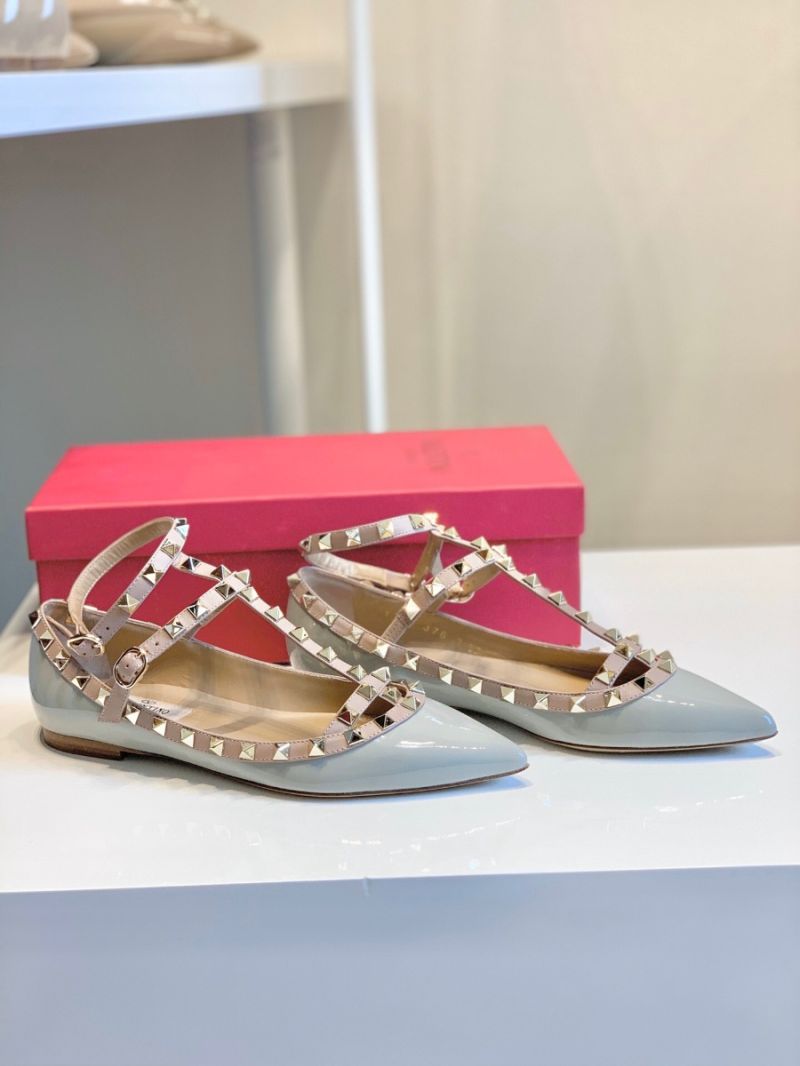 Valentino Garavani Patent Rockstud Caged Ballet Flat Baby Blue