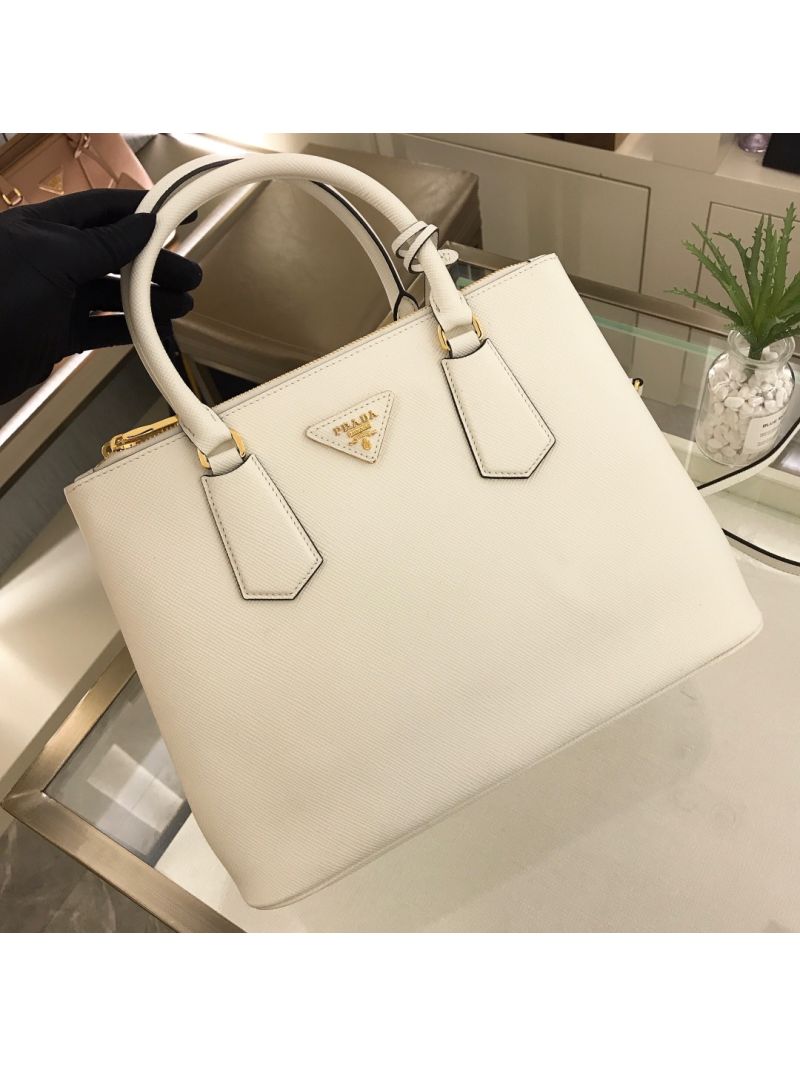 Prada Galleria Saffiano Leather Bag 1BA232 White