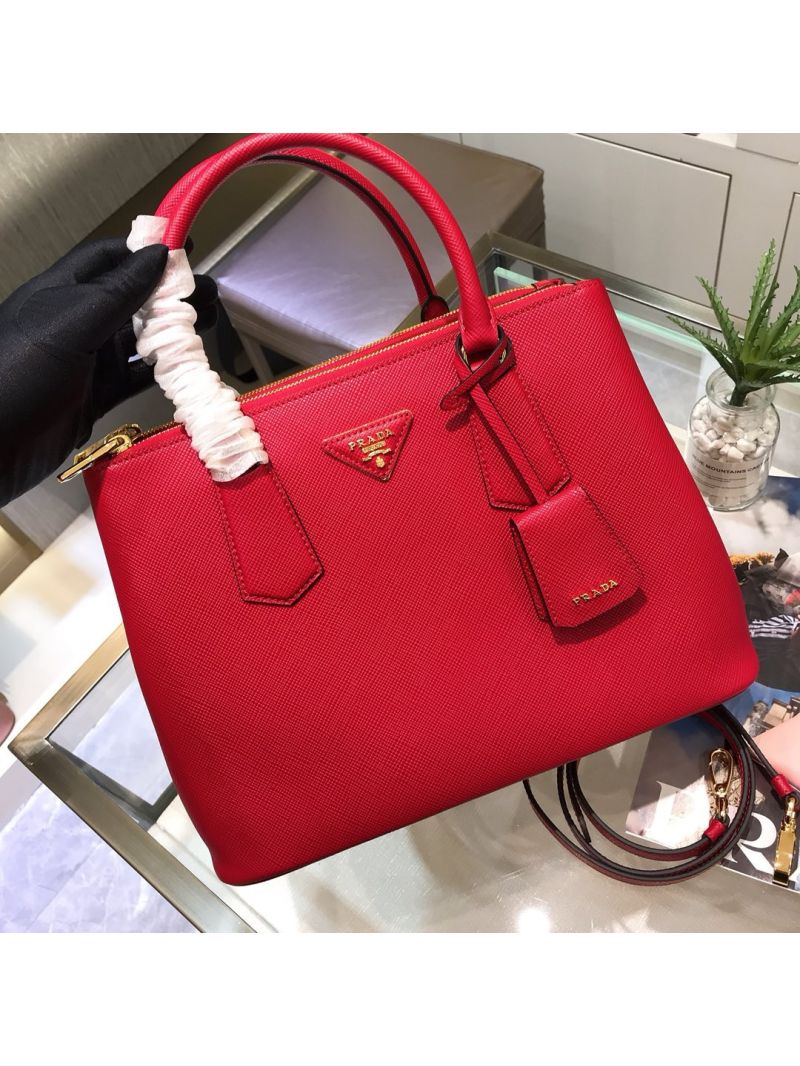 Prada Galleria Saffiano Leather Bag 1BA232 Red