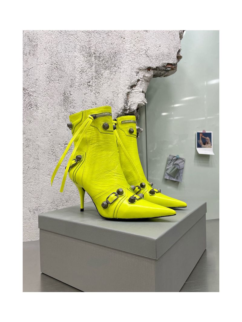 Balenciaga Cagole 90mm Bootie Arena Lambskin 694379 Neon Yellow