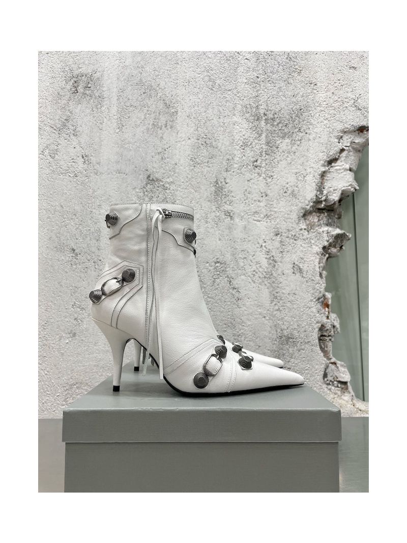 Balenciaga Cagole 90mm Bootie Arena Lambskin 694379 White