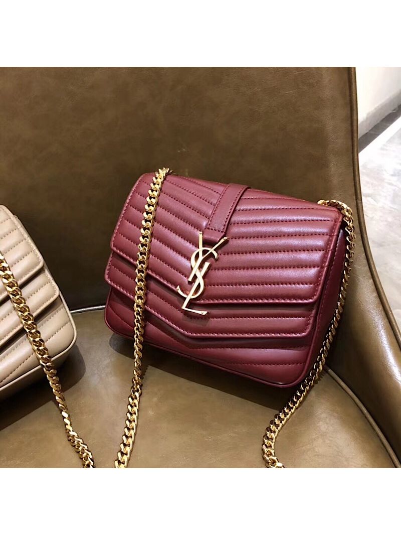 YSL Saint Laurent Sulpice Small In Matelassé Leather Dark Red