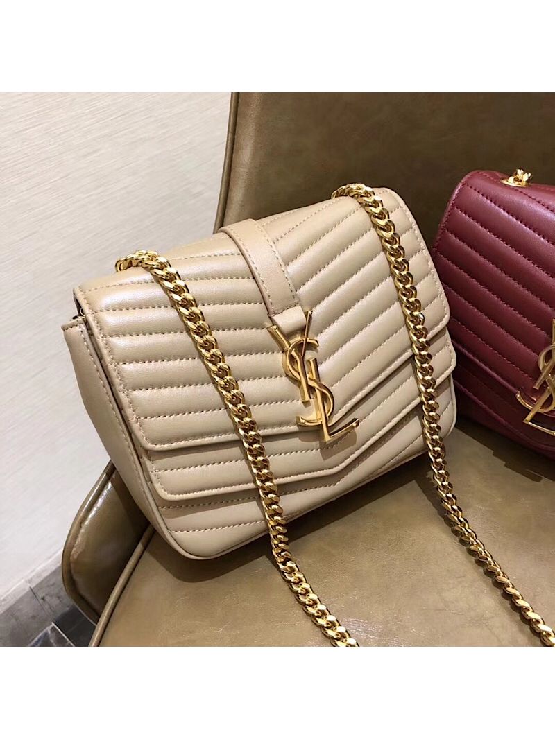 YSL Saint Laurent Sulpice Small In Matelassé Leather Beige