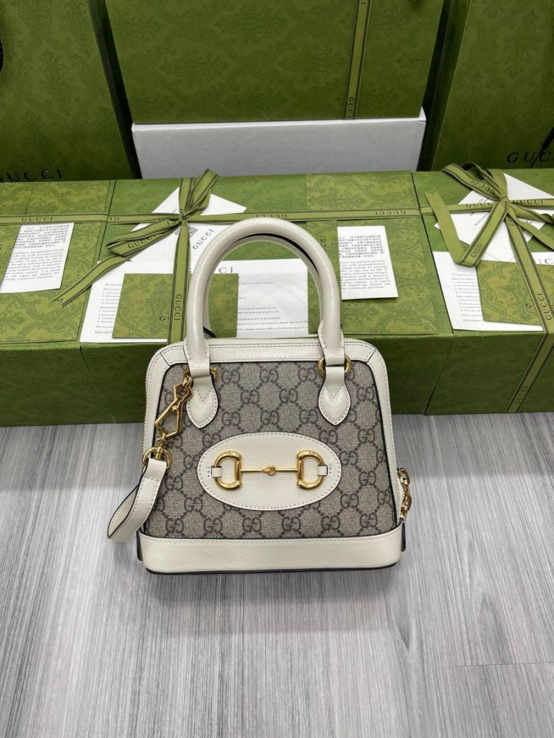 Gucci Horsebit 1955 Mini Top Handle Bag 640716 GG Supreme White