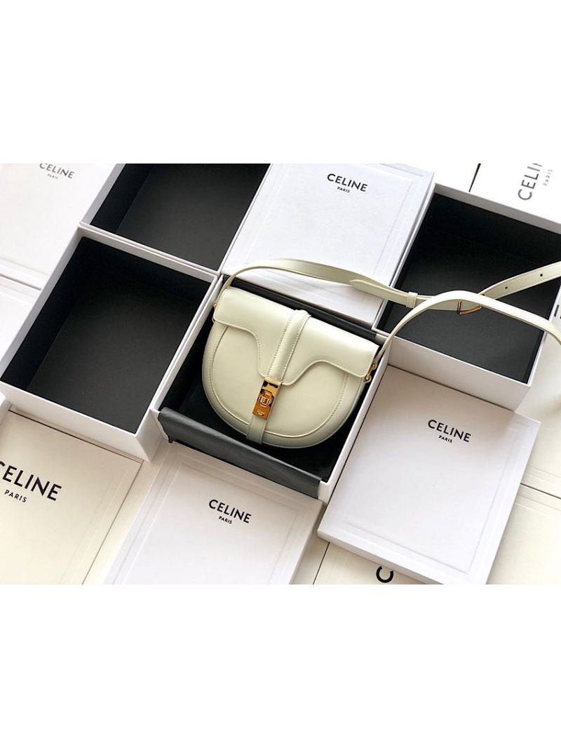 Celine Small Besace 16 Bag in Natural Calfskin 188013 White