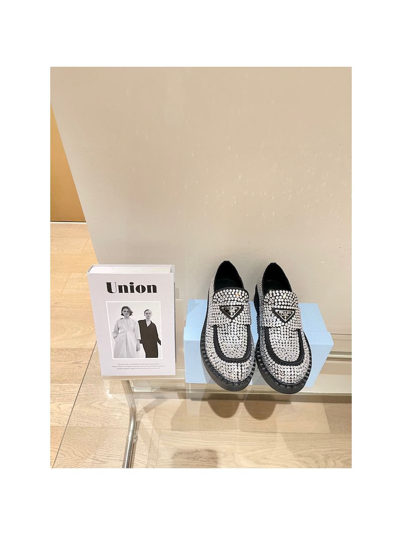 Prada Satin Loafers With Crystals 2DE135