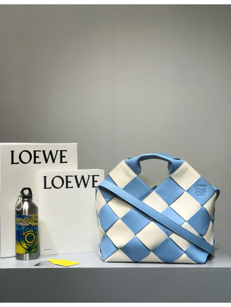 Loewe Woven Basket Bag 66081 White/Blue 
