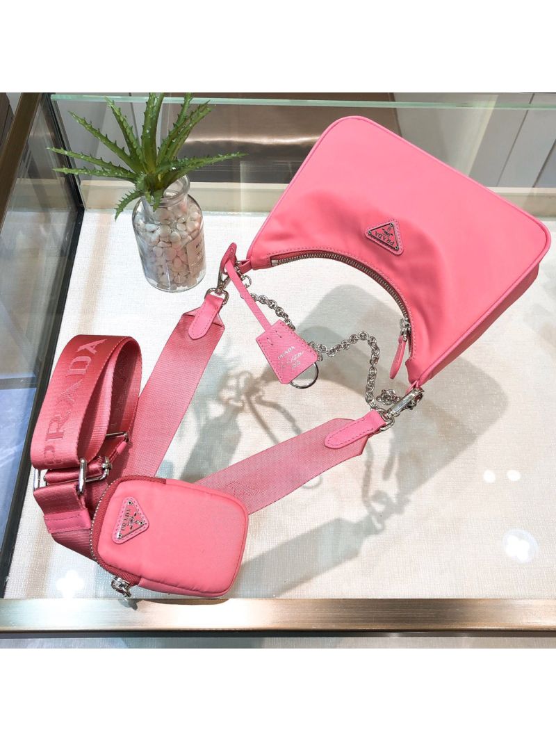 Prada Re-Edition Nylon Multi-Pochette Bag 1BH204 Pink