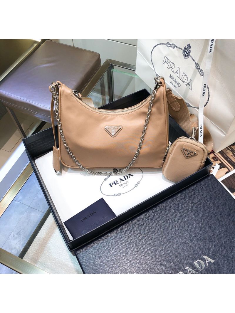 Prada Re-Edition Nylon Multi-Pochette Bag 1BH204 Nude