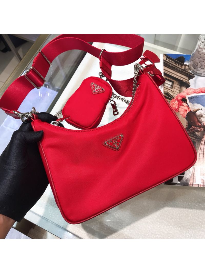Prada Re-Edition Nylon Multi-Pochette Bag 1BH204 Red