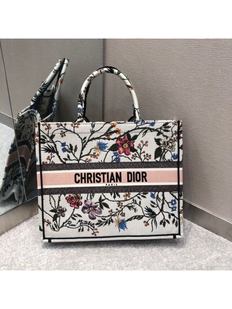 Dior Book Tote bag in Rosa Mutabilis Embroidered Canvas