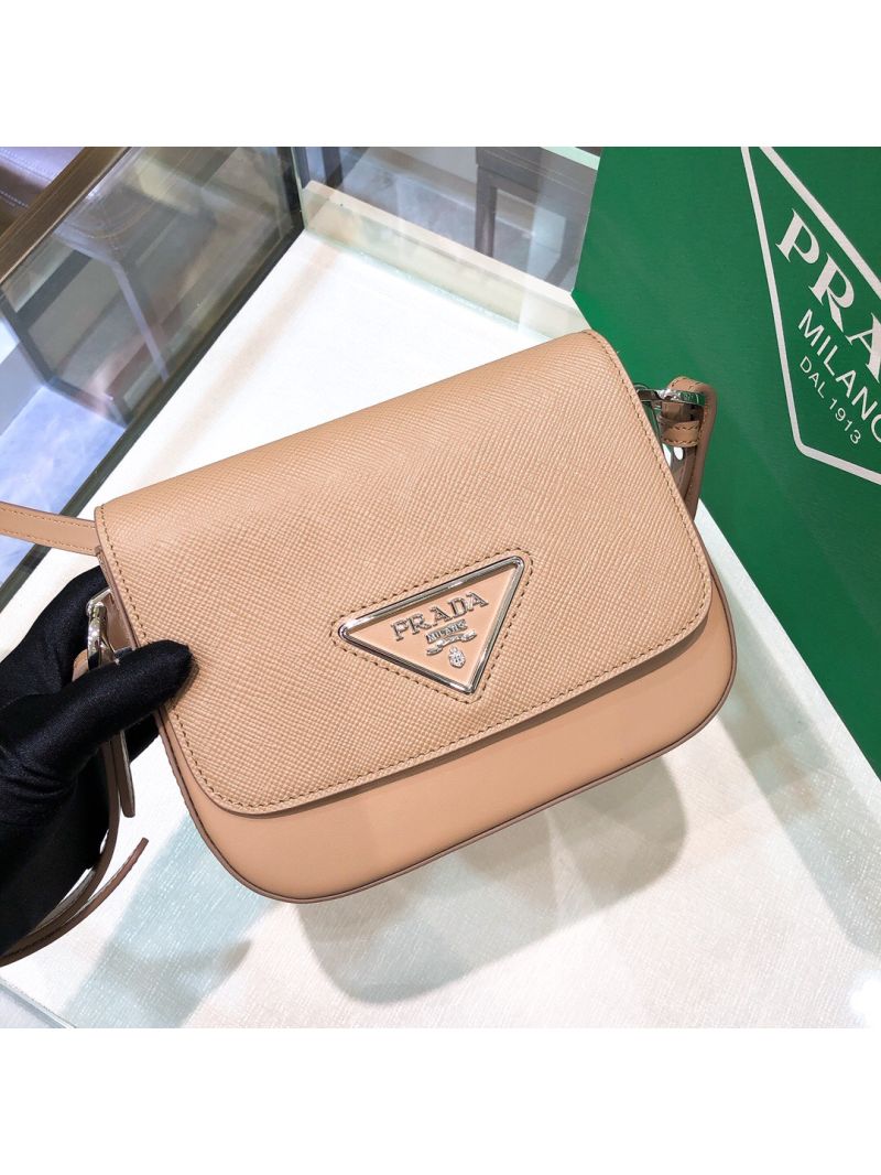 Prada Saffiano Leather Shoulder Bag 1BD249 Nude