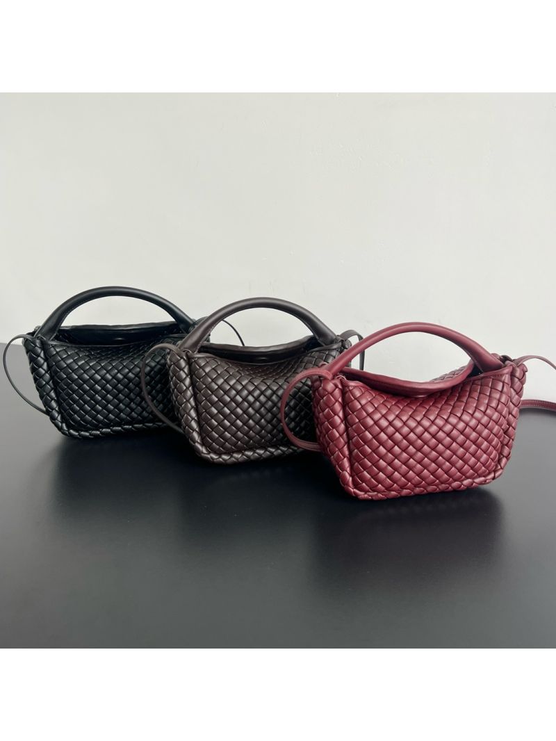 Bottega Veneta BV Small Cobble Top Handle soft padded Intreccio leather 805739 Barolo