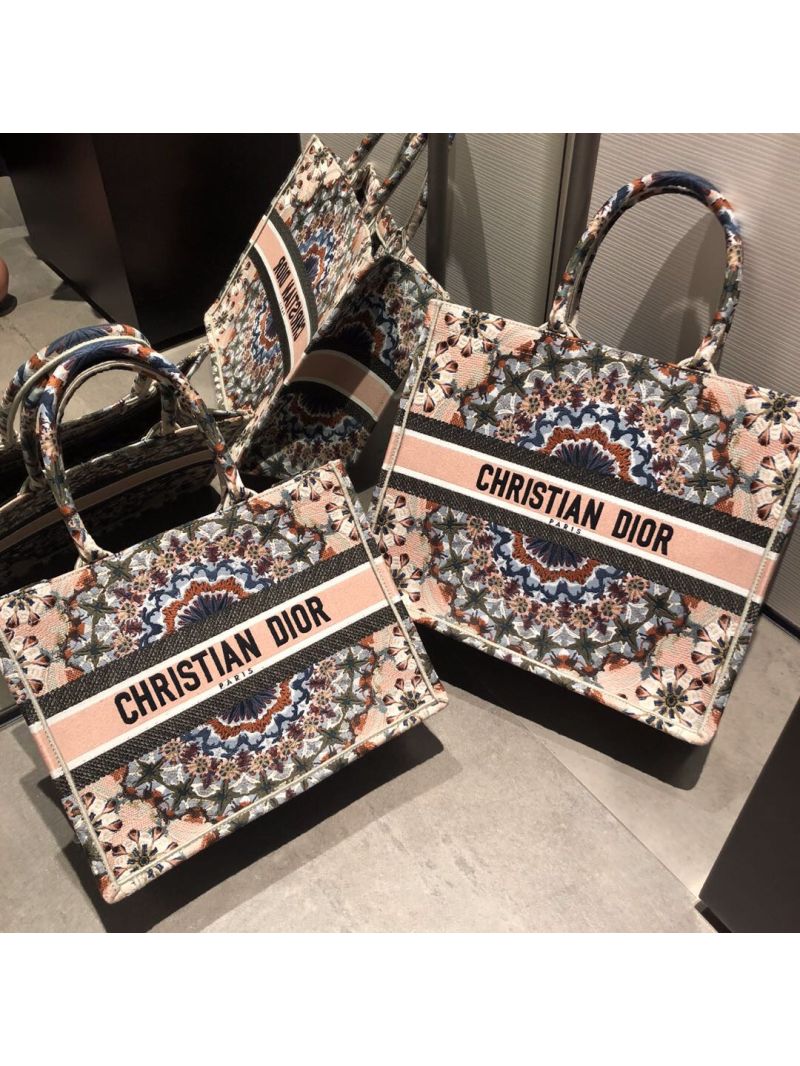 Dior Book Tote bag Embroidered Canvas with Multicolored KaléiDiorscopic Motif