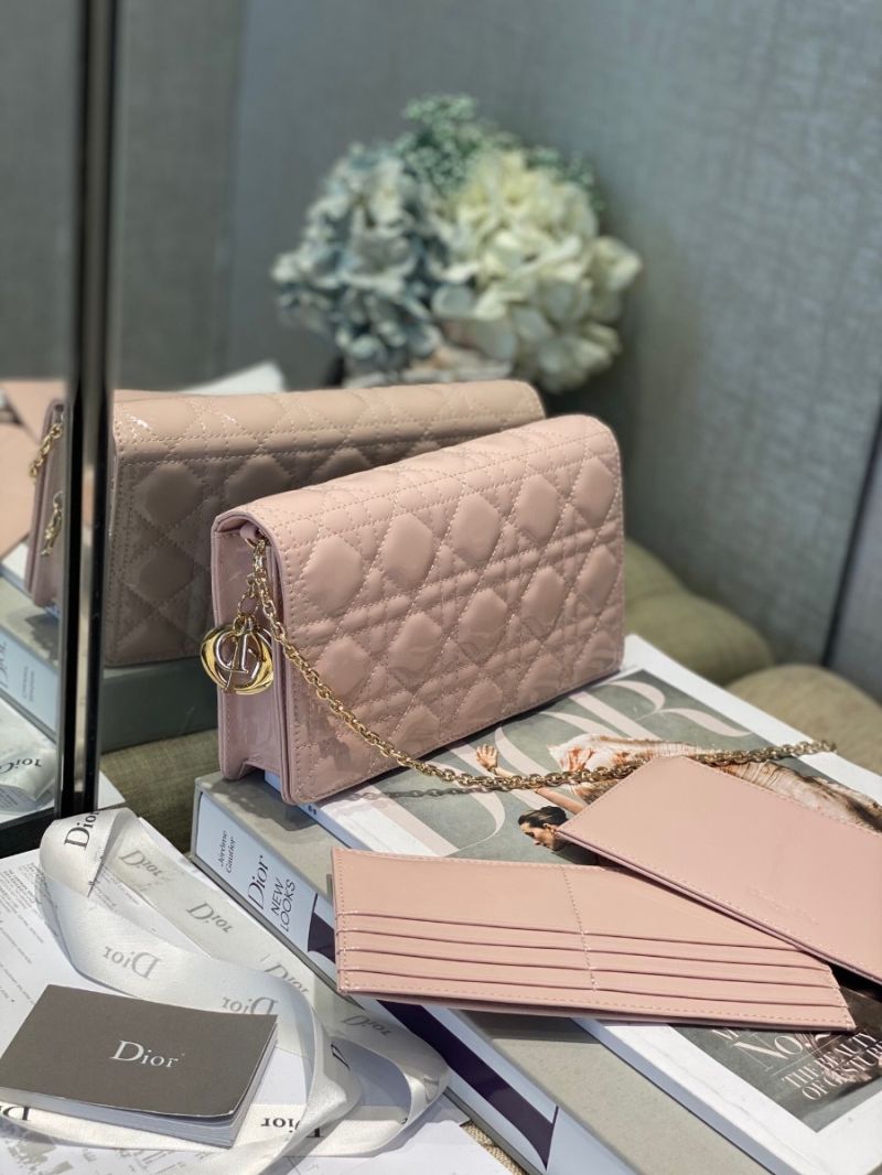 Lady Dior Clutch With Chain in Patent Calfskin S0204 Light Pink
