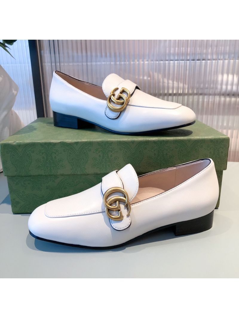 Gucci Leather Loafer With Double G 602496 White