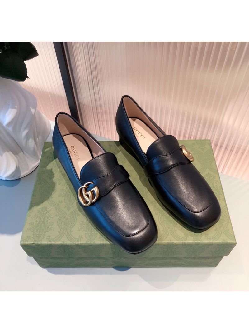 Gucci Leather Loafer With Double G 602496 Black