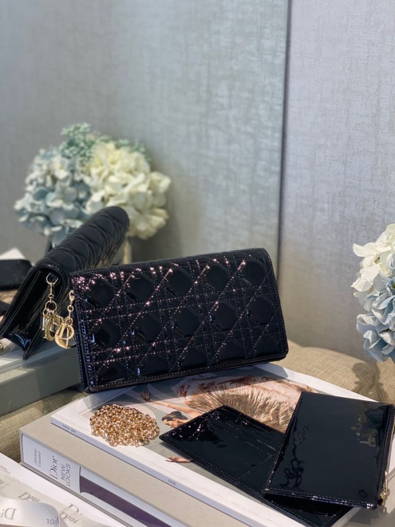 Lady Dior Clutch With Chain in Patent Calfskin S0204 Black