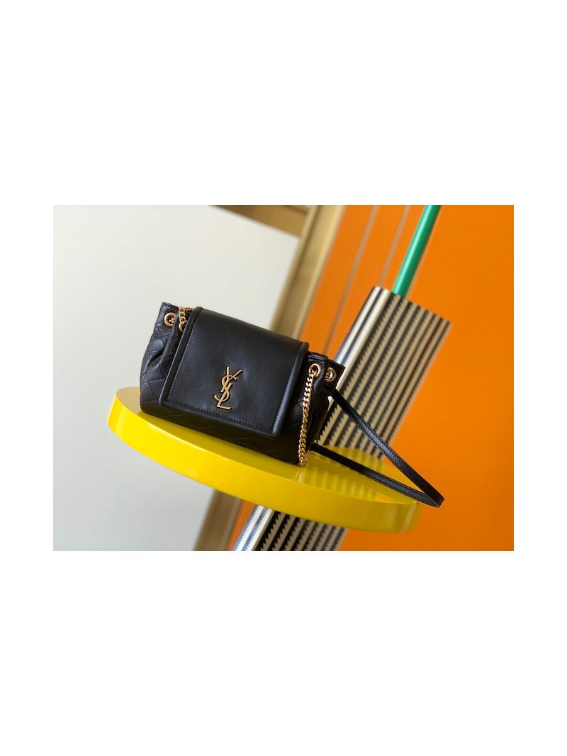 YSL Saint Laurent Mini Nolita In Lambskin 672738 Black