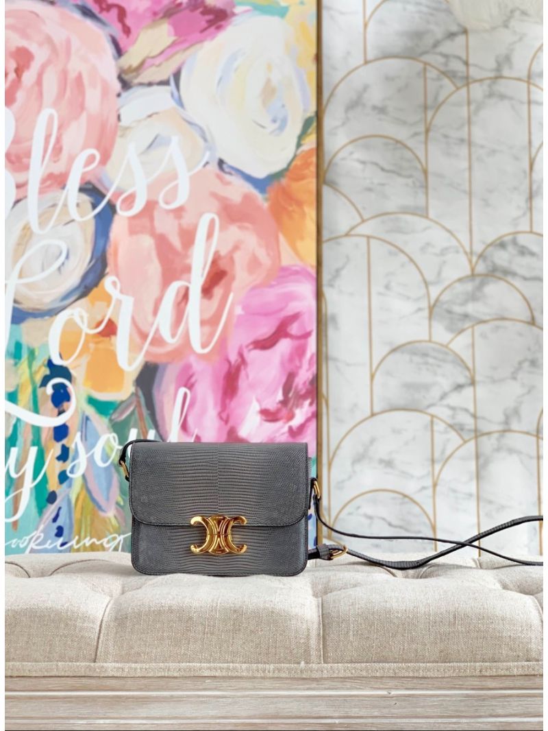 Celine Teen Triomphe Bag in Lizard 188424 Anthracite