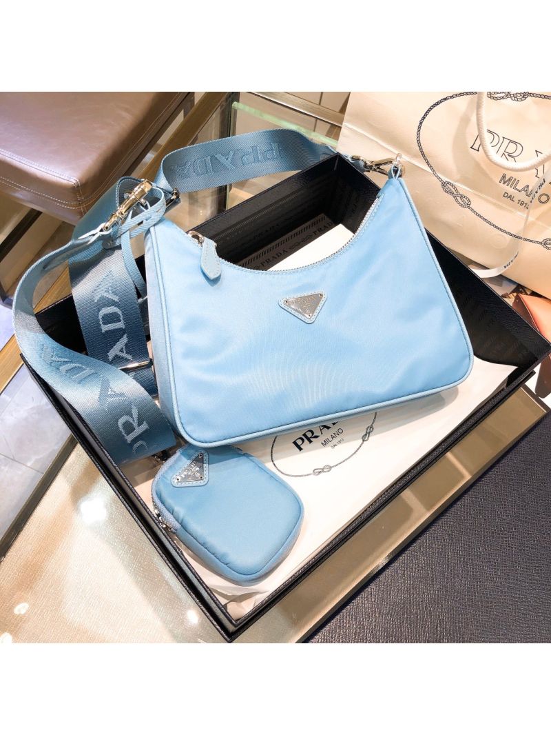 Prada Re-Edition Nylon Multi-Pochette Bag 1BH204 Astral Blue