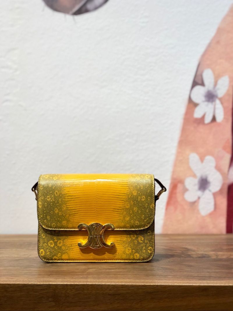 Celine Teen Triomphe Bag in Lizard 188424 Yellow