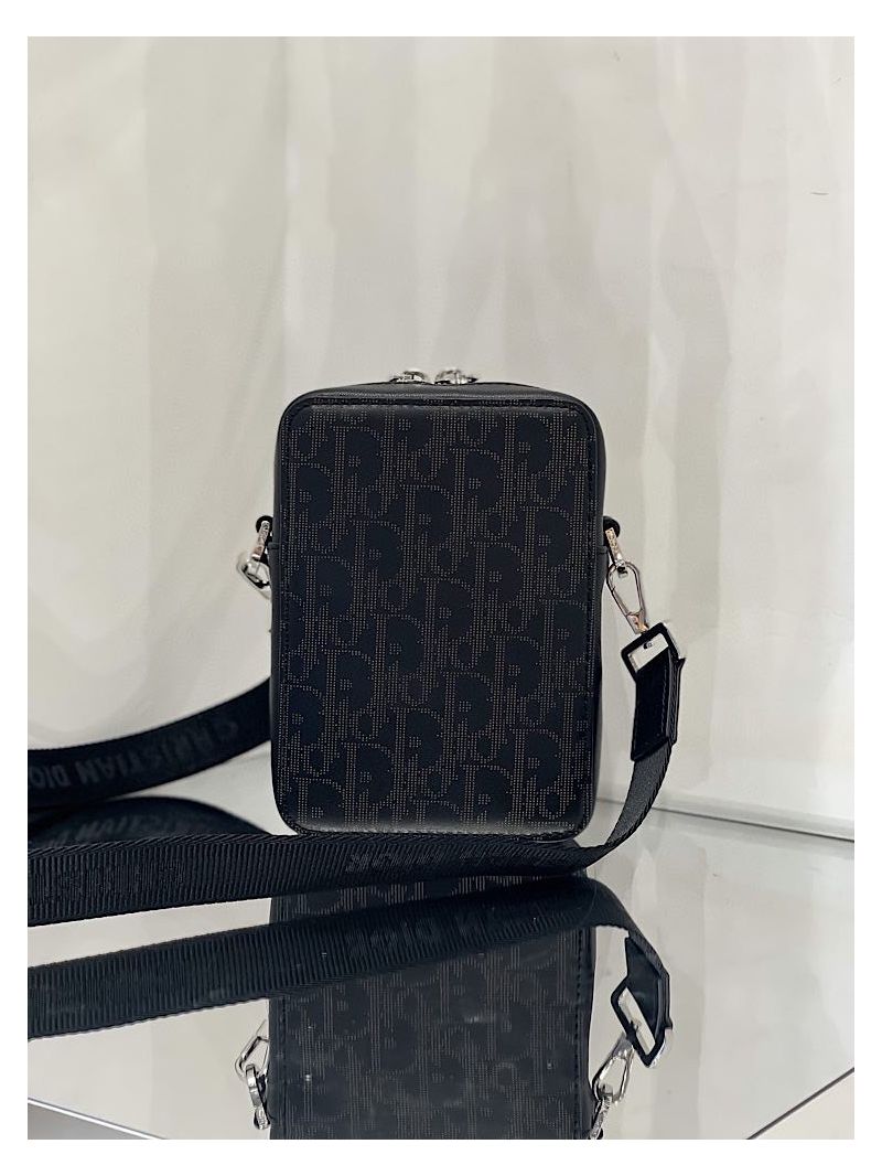 Dior World Tour Messenger Pouch Black Oblique Galaxy Leather