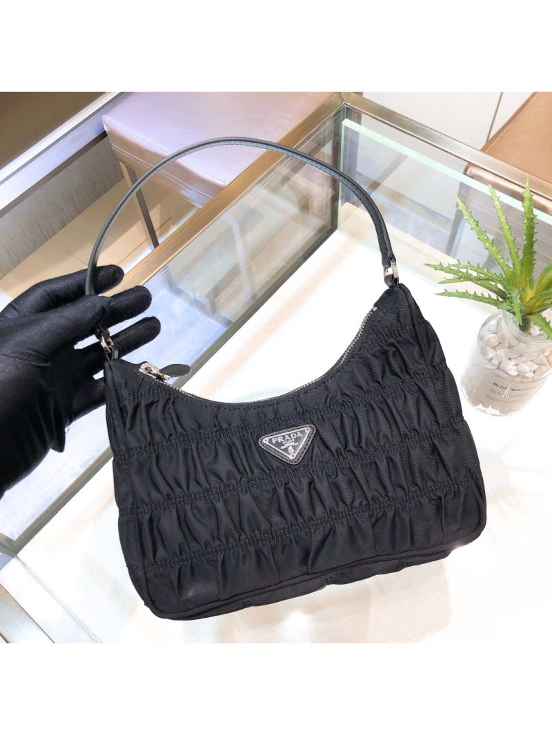 Prada Nylon And Saffiano Leather Mini Bag 1NE204 Black