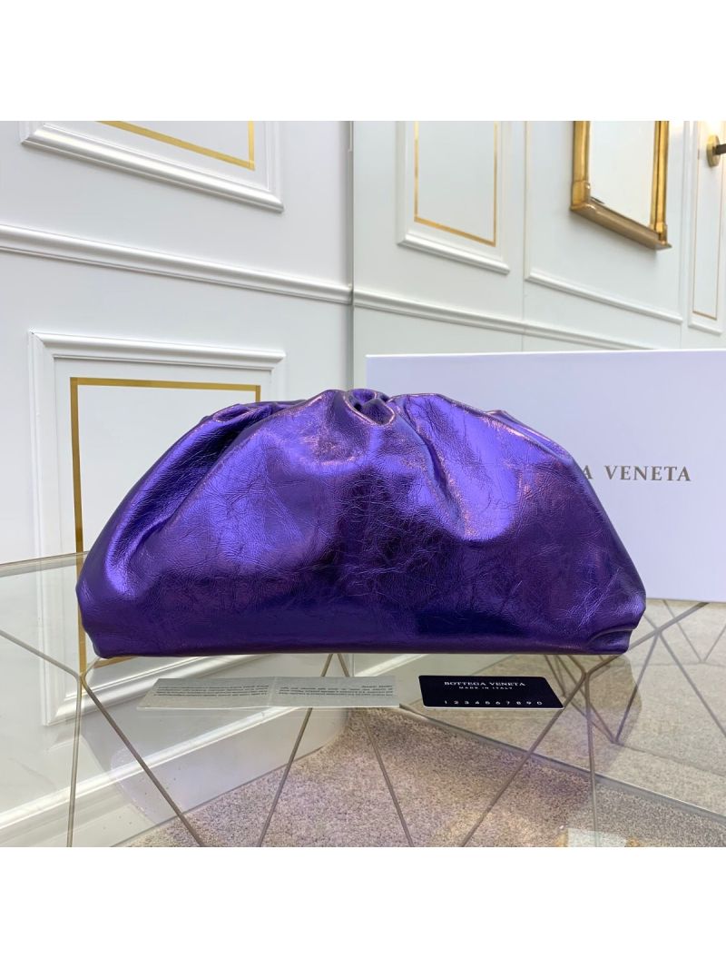 Bottega Veneta BV The Pouch in Metallic Nappa 576227 Purple