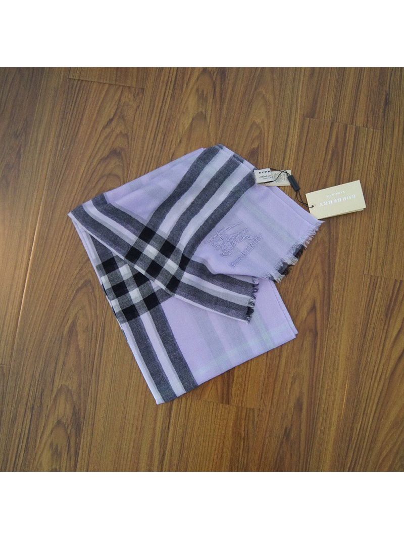Burberry Lightweight Check Wool and Silk Scarf 37432321 Purple