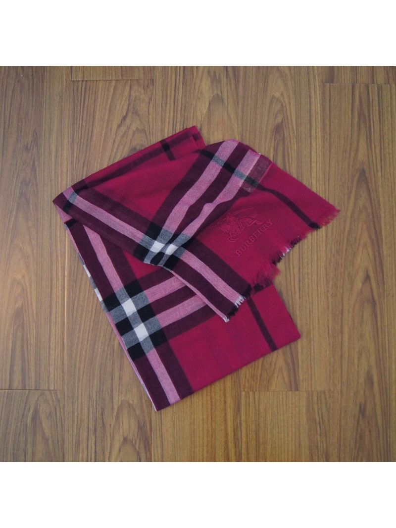 Burberry Lightweight Check Wool and Silk Scarf 37432321 Wine Red