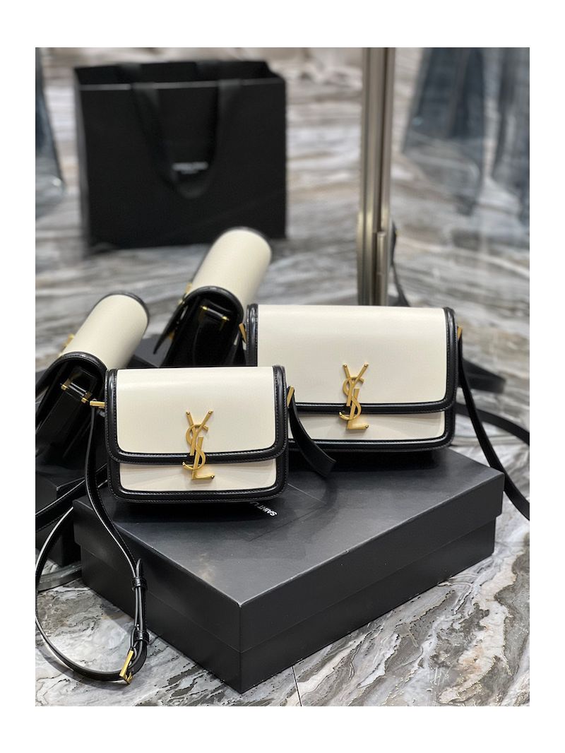 YSL Saint Laurent Solferino Soft Satchel In Box Leather 635025 Blanc Vintage