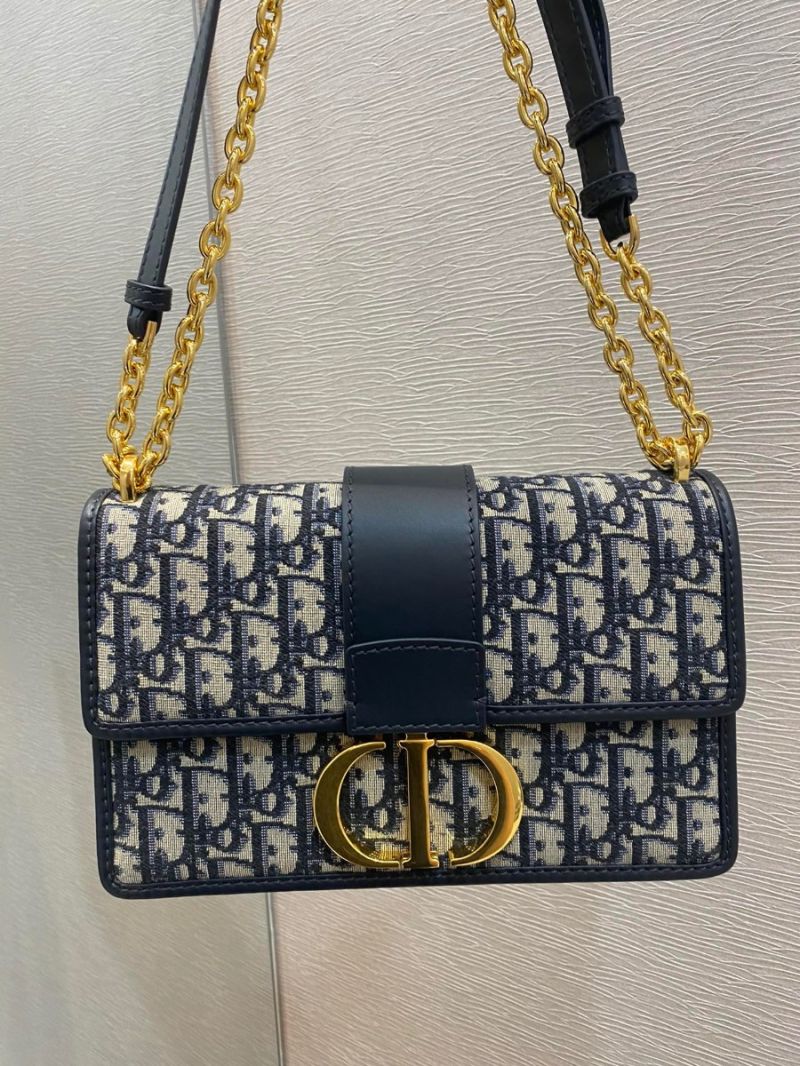 Dior 30 Montaigne Oblique Jacquard Canvas Bag with Chain M9208 Blue