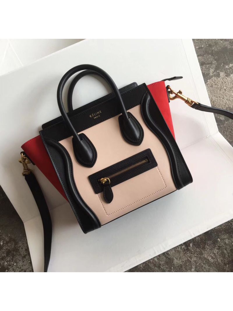 Céline Luggage Tote Smooth Calfskin Tricolour (Orange, Black, Beige)