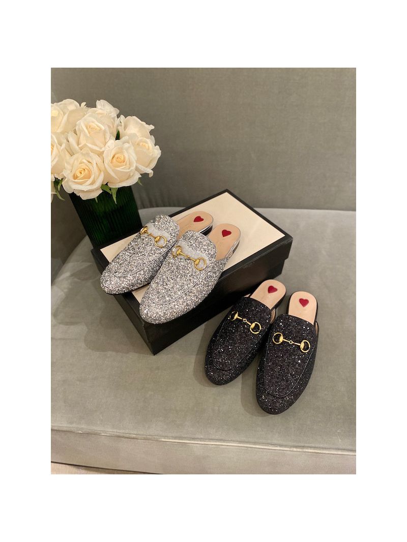 Gucci Princetown Glitter Calfskin Slipper 629084